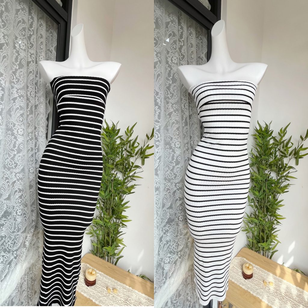CCZEE Morning Gallery Strapless Striped Dress