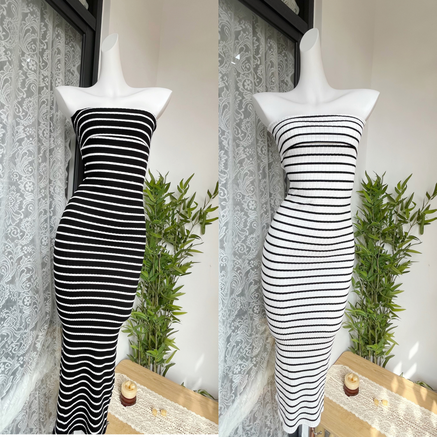 CCZEE Morning Gallery Strapless Striped Dress