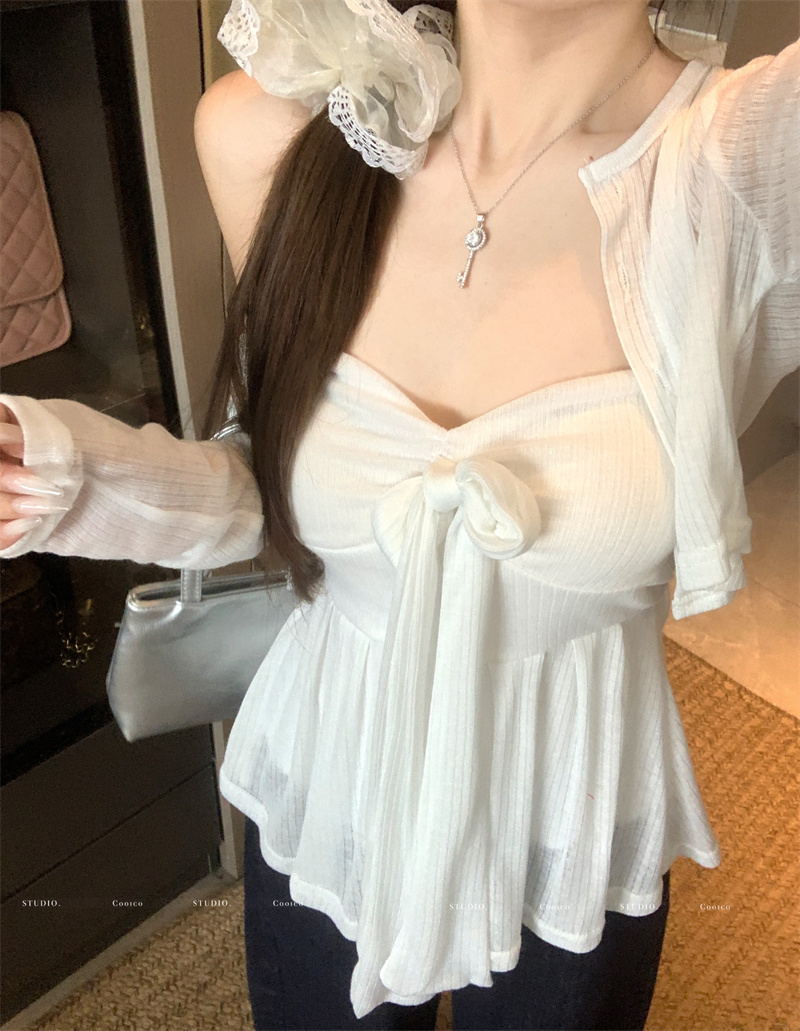 Women's White Knit Cardigan and Cami Two-Piece Set - Image 3