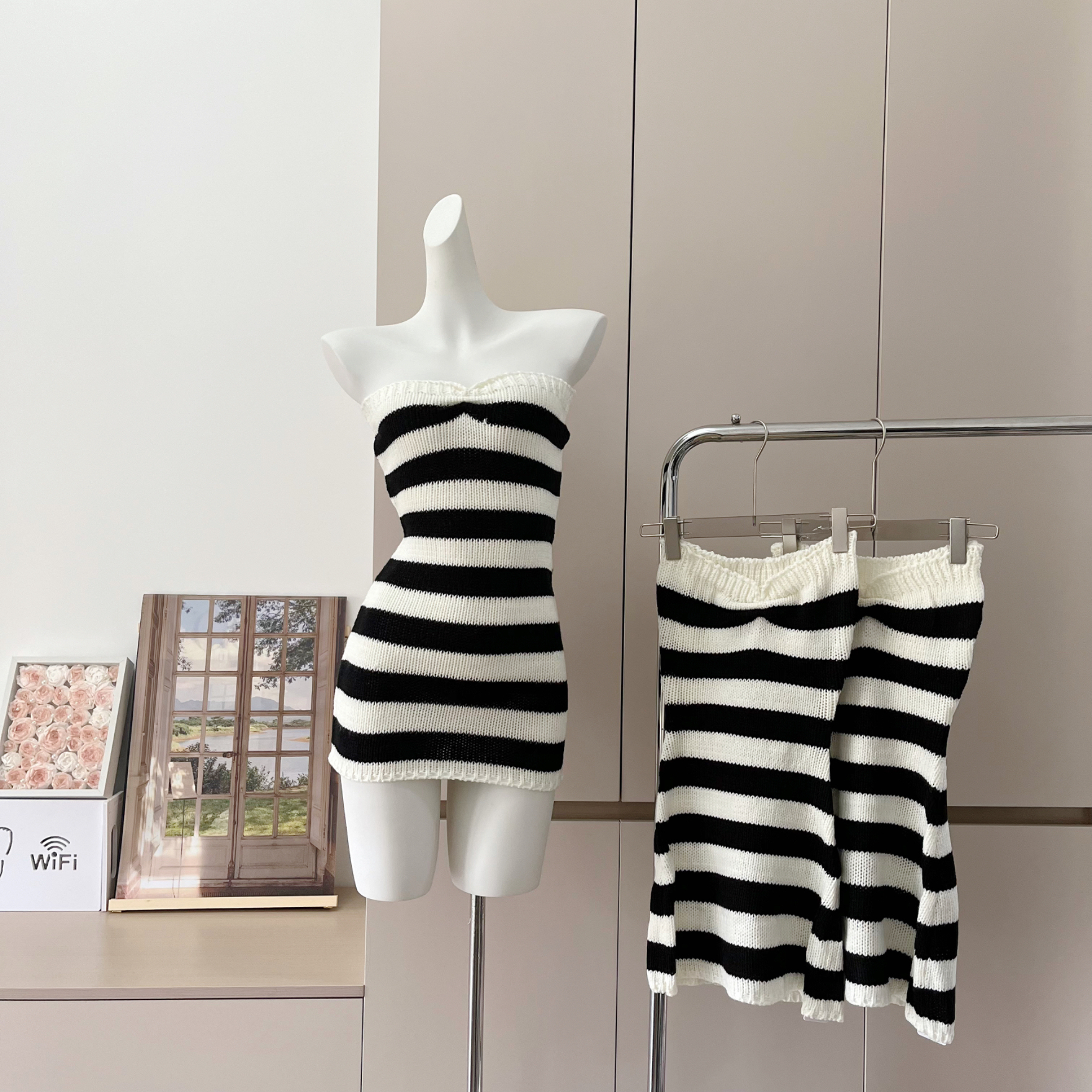 Women's Striped Knit Bodycon Tube Dress Summer Sexy Mini