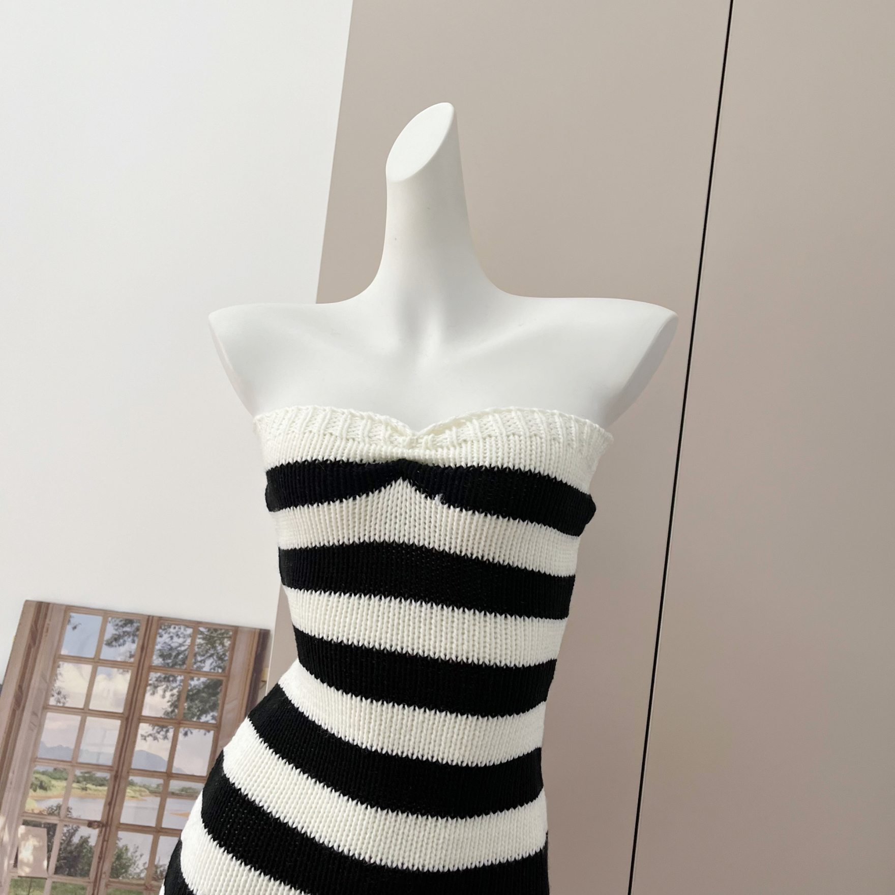 Women's Striped Knit Bodycon Tube Dress Summer Sexy Mini - Image 3