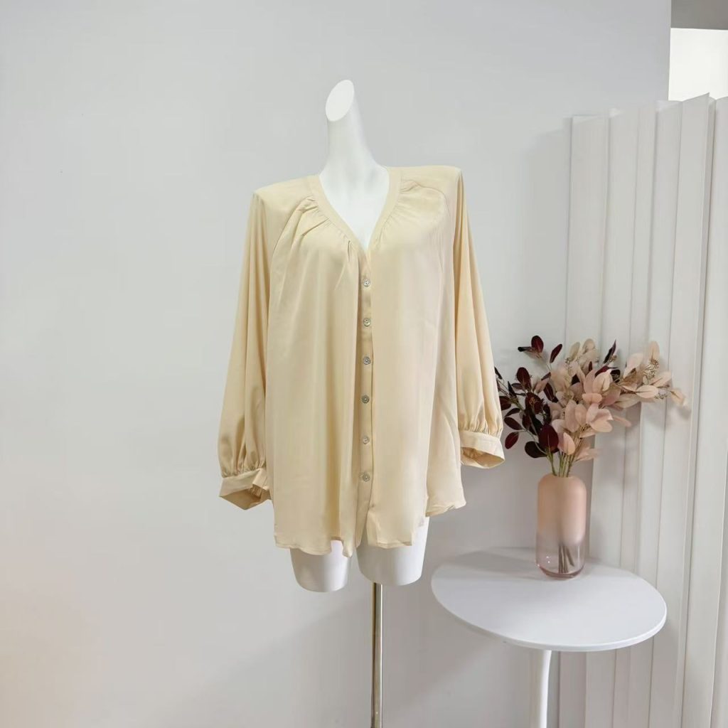 French Style Gold V-Neck Short Dress Women Casual Sun Protection Shirt 2025 Early Summer