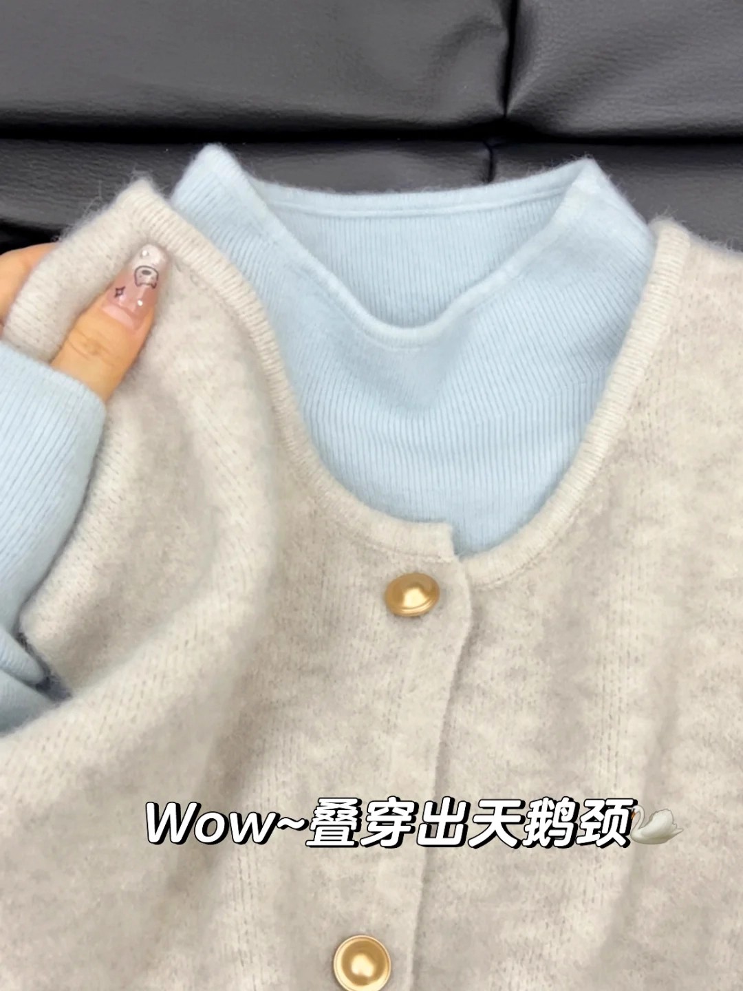 Women's Two-Piece Knit Sweater Vest Set with Stand Collar and Button Detail - Image 3