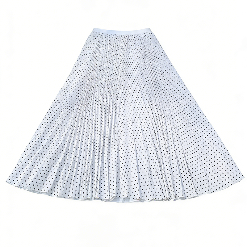 French Style Black Polka Dot Long Skirt for Women 2026 Spring Summer High Waist Slimming A-Line Pleated Skirt - Image 5