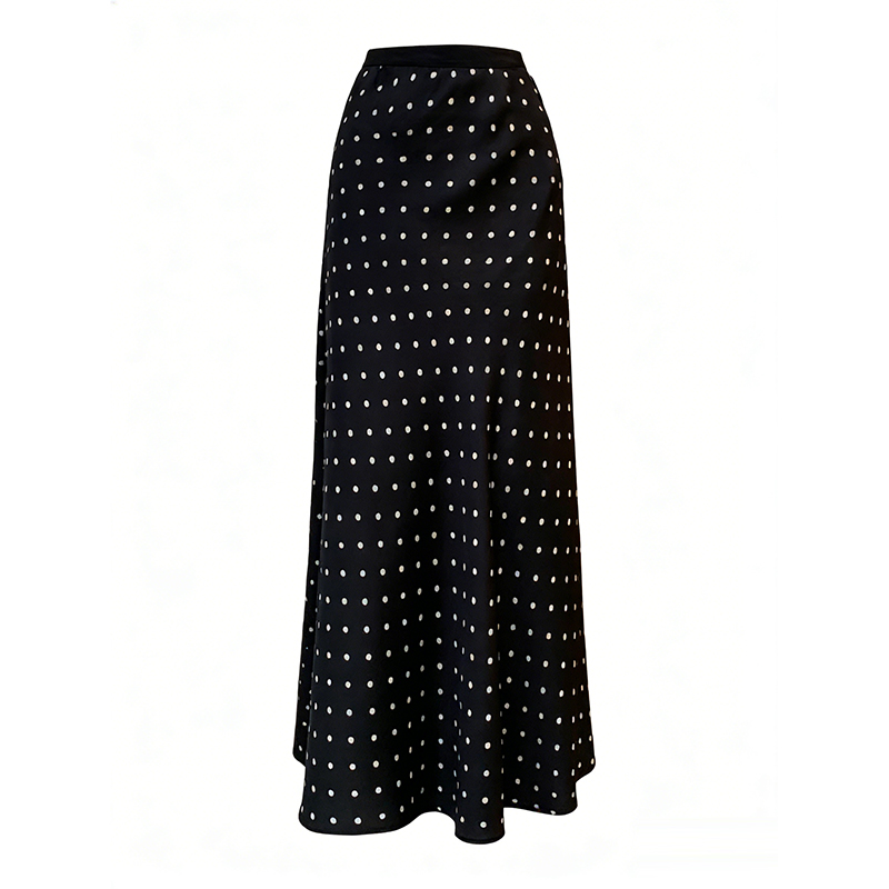 Acetate Satin Polka Dot Midi Skirt Women 2026 Spring Summer High Waist A-Line Bodycon Skirt - Image 5
