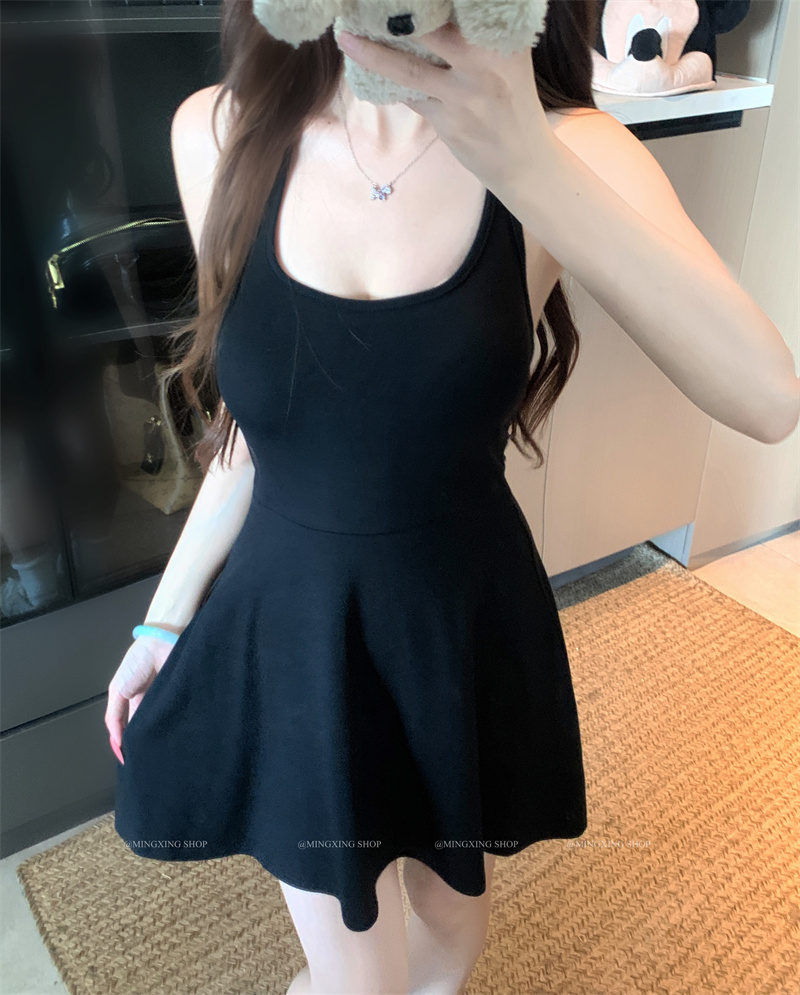 Women's Two-Piece Knit Set with U-Neck Top and Cami Dress - Image 4