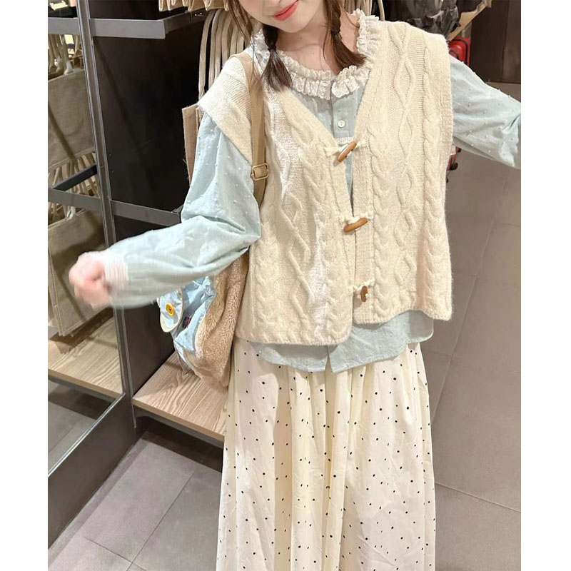 Sweet Fresh Knit Vest for Women Fall Winter Petite Slimming Sweater Vest - Image 4