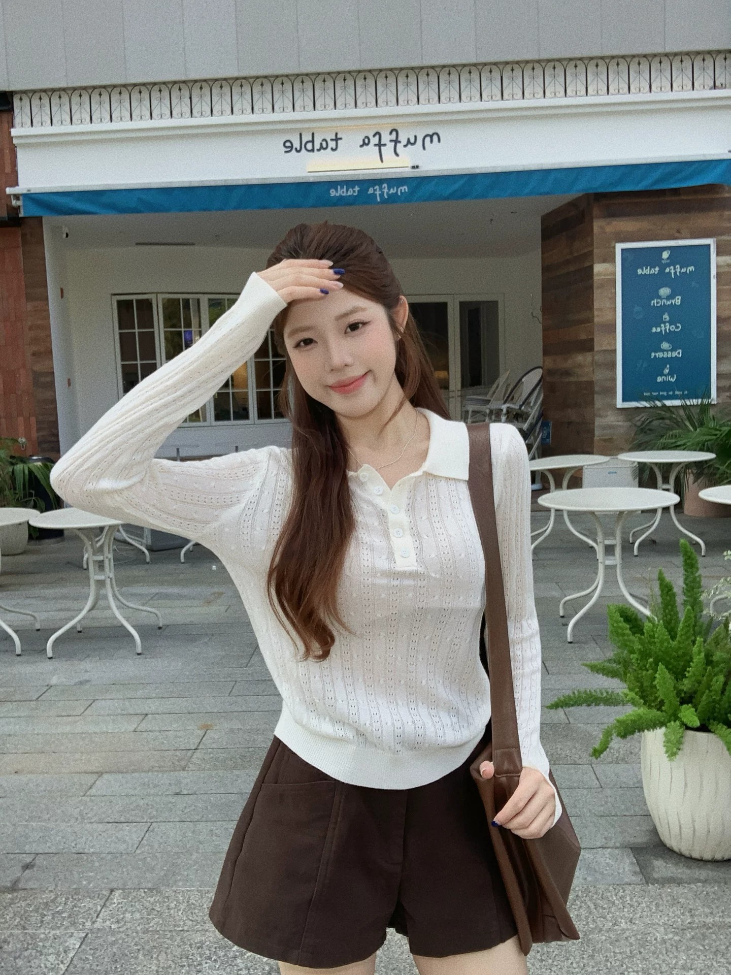 Gray Polo Collar Knit Sweater Women 2026 Fall Slimming Long Sleeve Top - Image 2