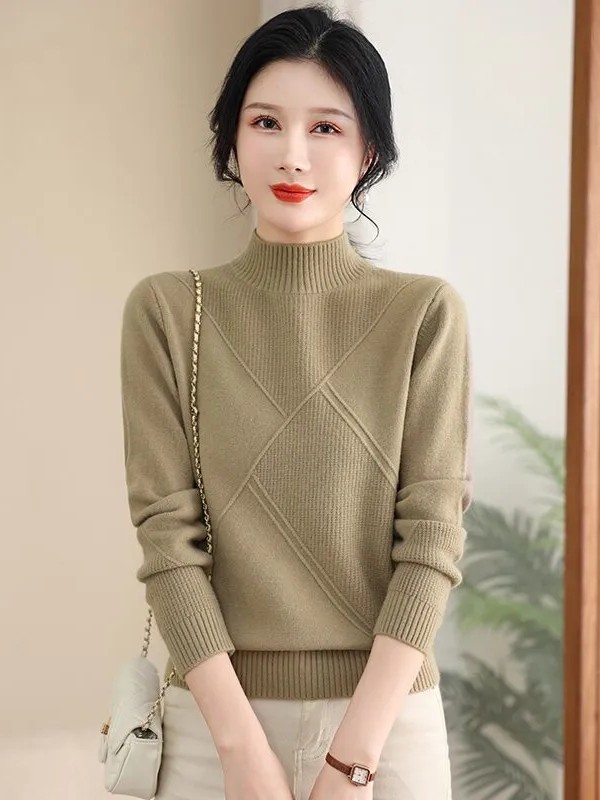 Versatile Minimalist Half Turtleneck Knit Top for Women