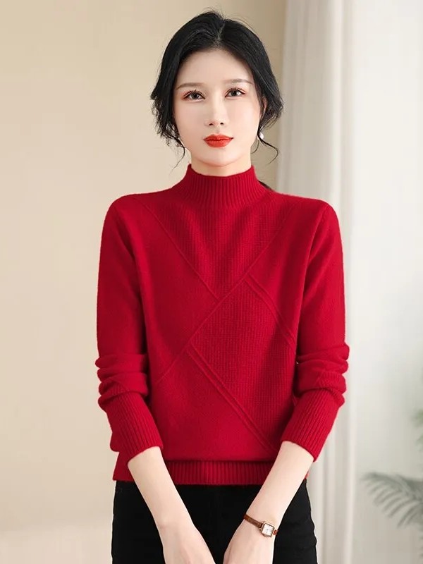Versatile Minimalist Half Turtleneck Knit Top for Women - Image 2