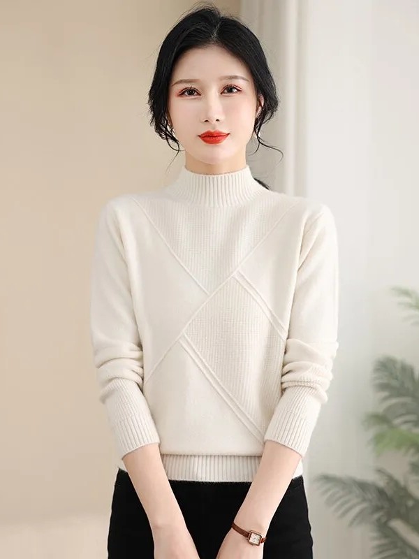 Versatile Minimalist Half Turtleneck Knit Top for Women - Image 4