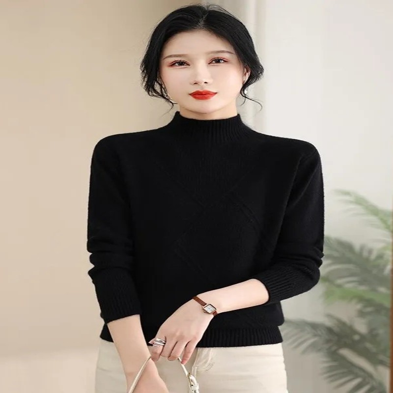 Versatile Minimalist Half Turtleneck Knit Top for Women - Image 5
