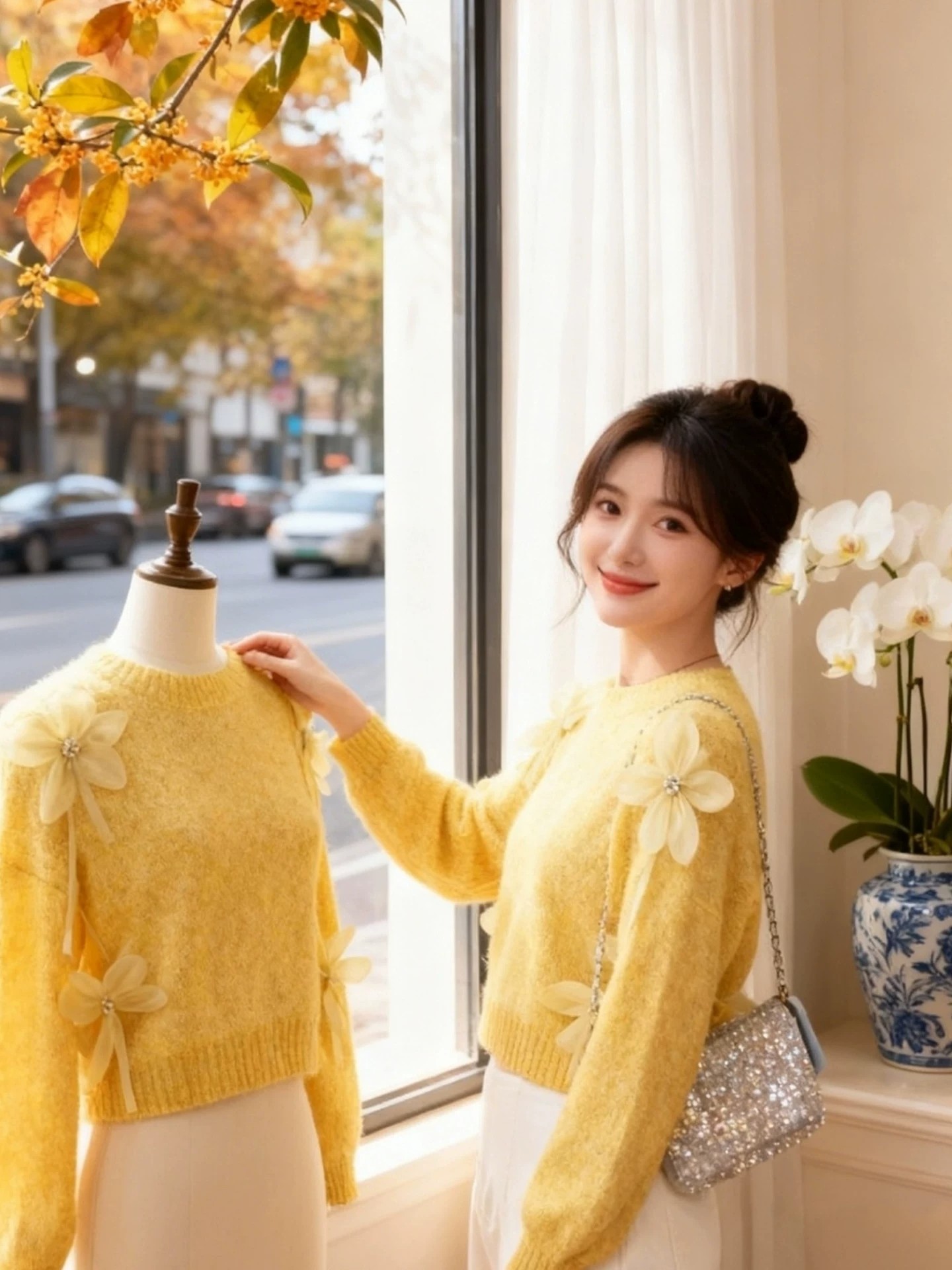 Women's Korean Style Long Sleeve Knit Cardigan Sweater 2026 Fall Winter - Image 2