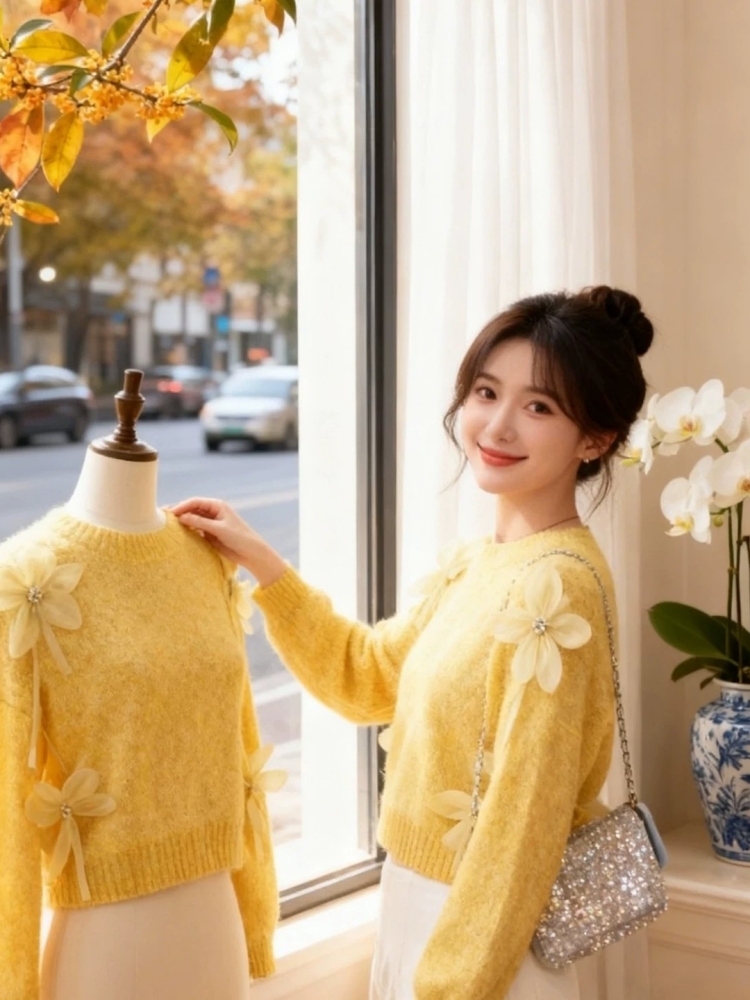 Women's Korean Style Long Sleeve Knit Cardigan Sweater 2026 Fall Winter - Image 4